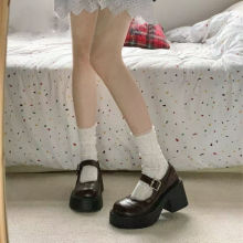 2025黑色英伦复古学院风厚底粗跟玛丽珍浅口小皮鞋女秋季新款单鞋