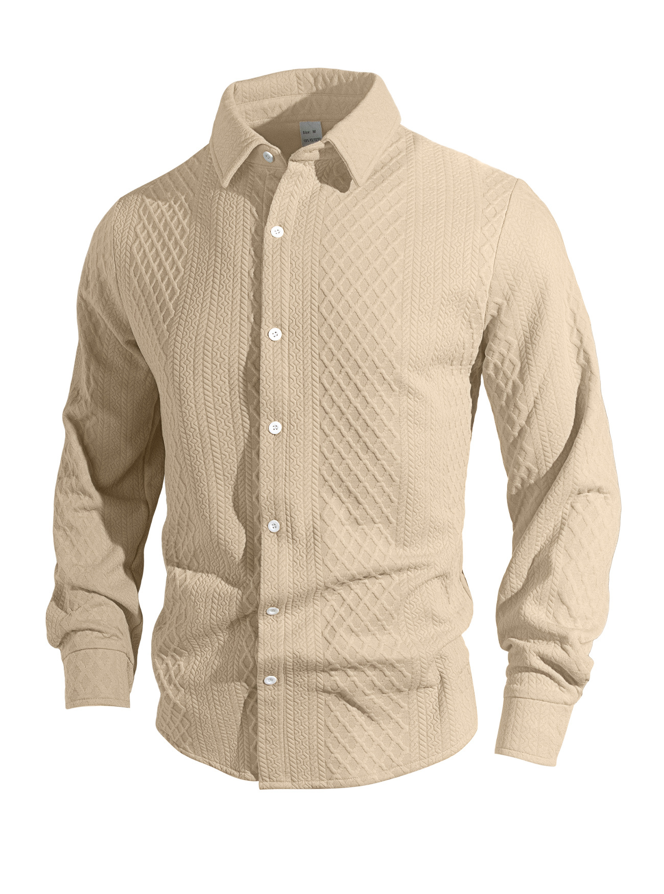 Europa y los Estados Unidos Amazon tejido flor simple botón casuales chaqueta deportiva de negocios hombre camisa transfronteriza de manga larga hombre
