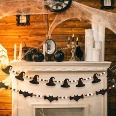 フェルトウッドビーズハロウィンフラッグバット魔女帽子ゴーストフェスティバルバナー暖炉パーティー装飾のためのクロスボーダー特別供給