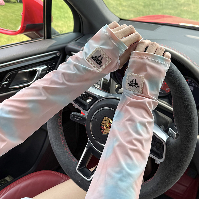 Imitación de guantes de nylon para mujeres de verano anti-UV montar manga de hielo respirable guante de manguito de hielo suelto