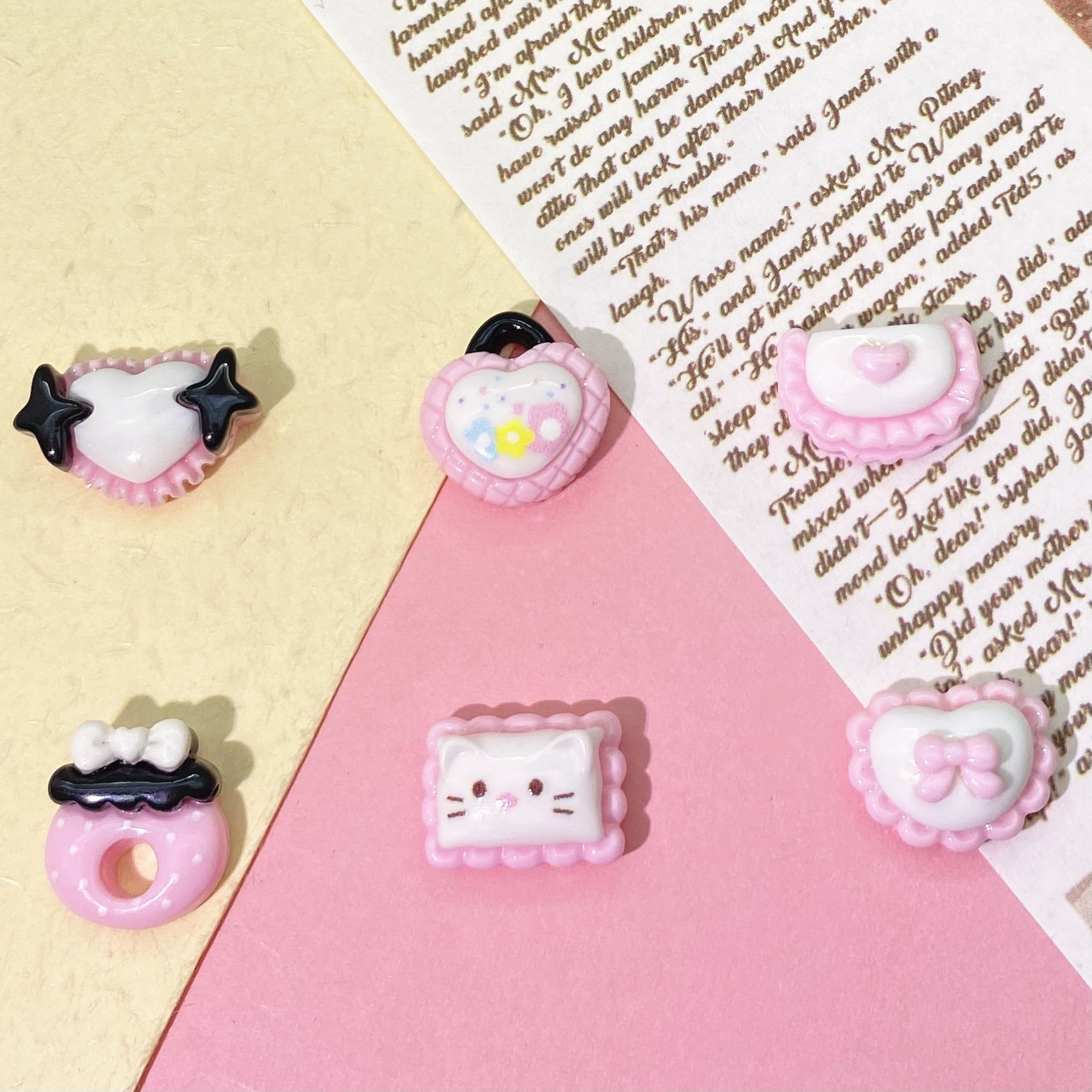 Mini Small Black Powder Series Resin Accessories Cream Glue DIY Mobile Phone Case Hair Accessories Hairpin Refrigerator Sticker Water Cup Sticker