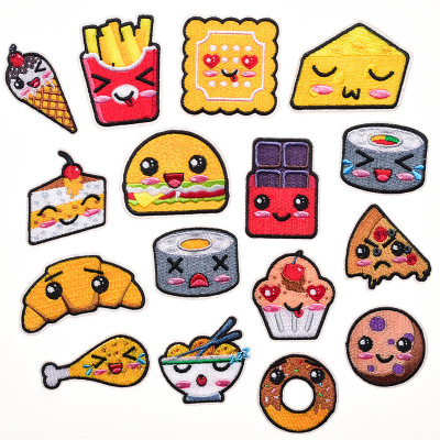 goods in stock New products Cartoon Food Embroidery Cloth sticker children hole clothing accessories decorate Patch Sticker 16 Set of parts