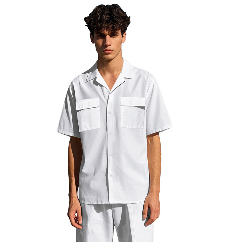 Men's Clothing Men's Light Luxury Casual Hawaiian Short Sleeved Shirt Shorts Set Summer Thin Workwear Loose Fit_viptrois.com