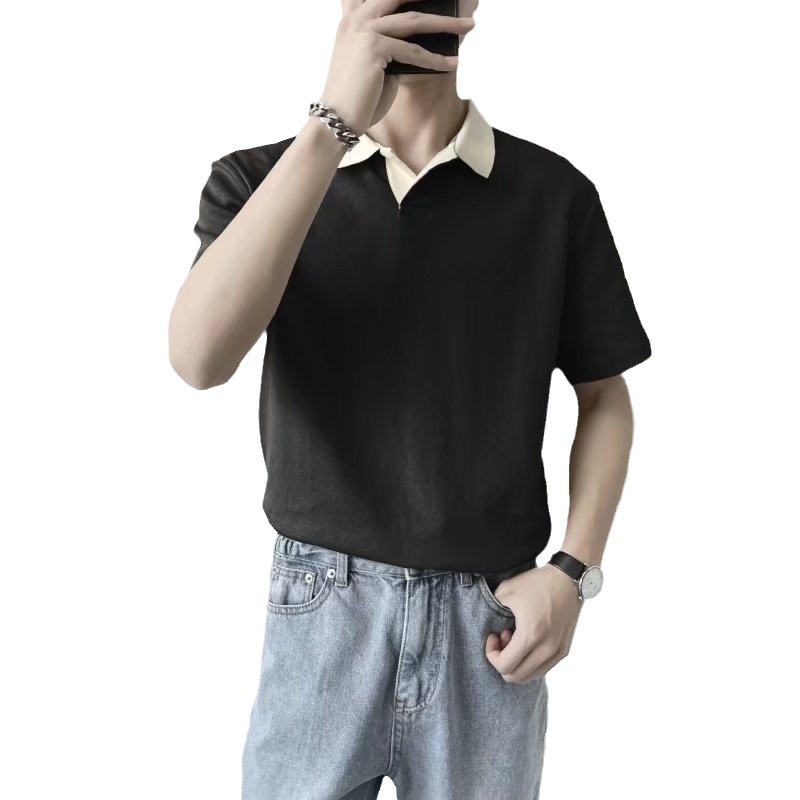 Camiseta de manga corta para hombres coreanos tendencia verano nuevo estilo simple camisa de polo de solapa para hombres camisa de media manga