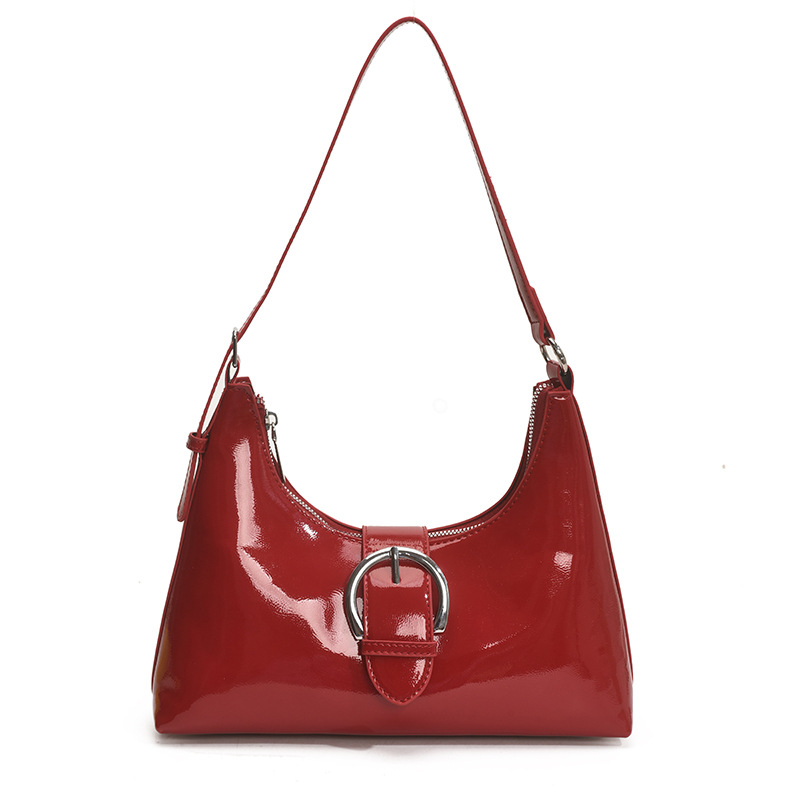 Bolso de alta calidad con textura 2025 verano nuevo estilo bolso de mujer charol brillante bolso de hombro moda todo-fósforo bolso de mensajero marea