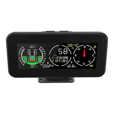 Vehicle-Mounted Hud Head-Up Display Car Gps Car Speed Altitude Compass Warp and Latitude Off-Road Balance Slope Meter Hd (Vehicle HUD) - m60-english-version