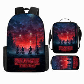 亚马逊新品Stranger Things5怪奇物语5学生书包儿童背包挎包笔袋