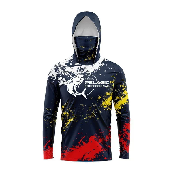 Cross-Border Pelagic Fishing Clothing, Sun Protection Clothing, Hooded with Mask, Lure Camouflage Long-Sleeved Ice Silk Quick-Drying Sea Fishing Clothing