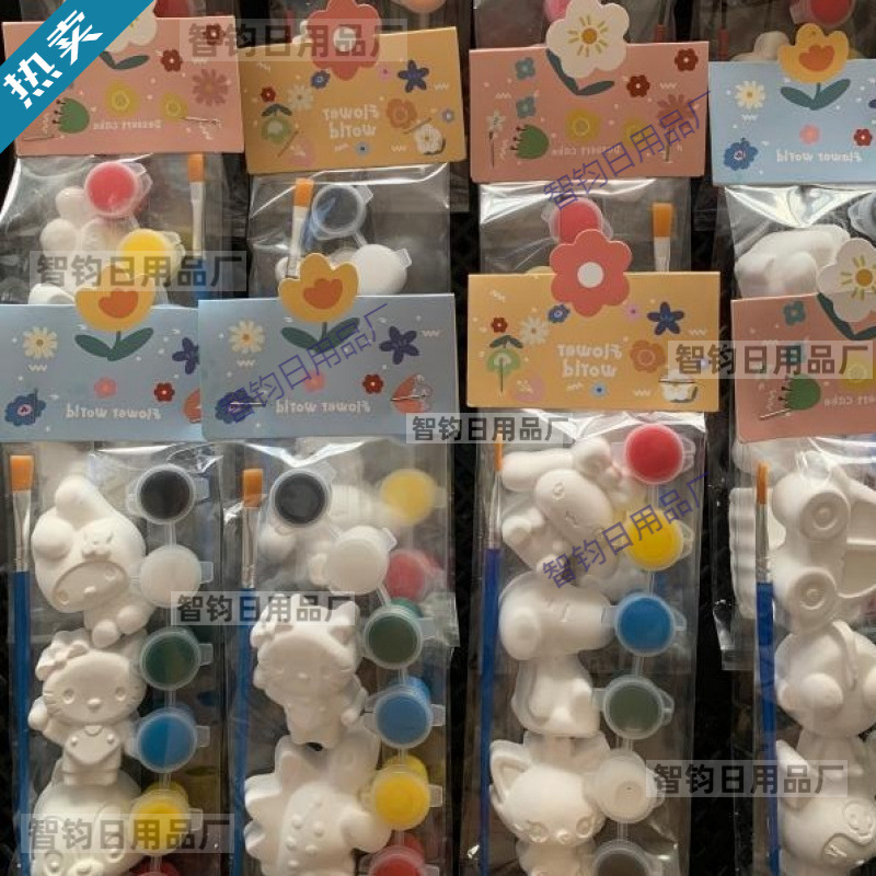Gypsum Doll with Colorful Paint Sponge Snow Park Famous Painting Set…