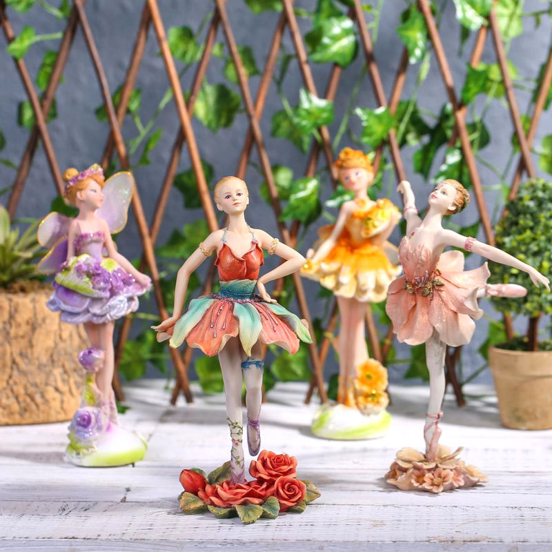 Decoración del hogar de hadas de La Flor Linda decoración creativa artesanía de resina escultura al aire libre patio Joyería de Dibujos Animados