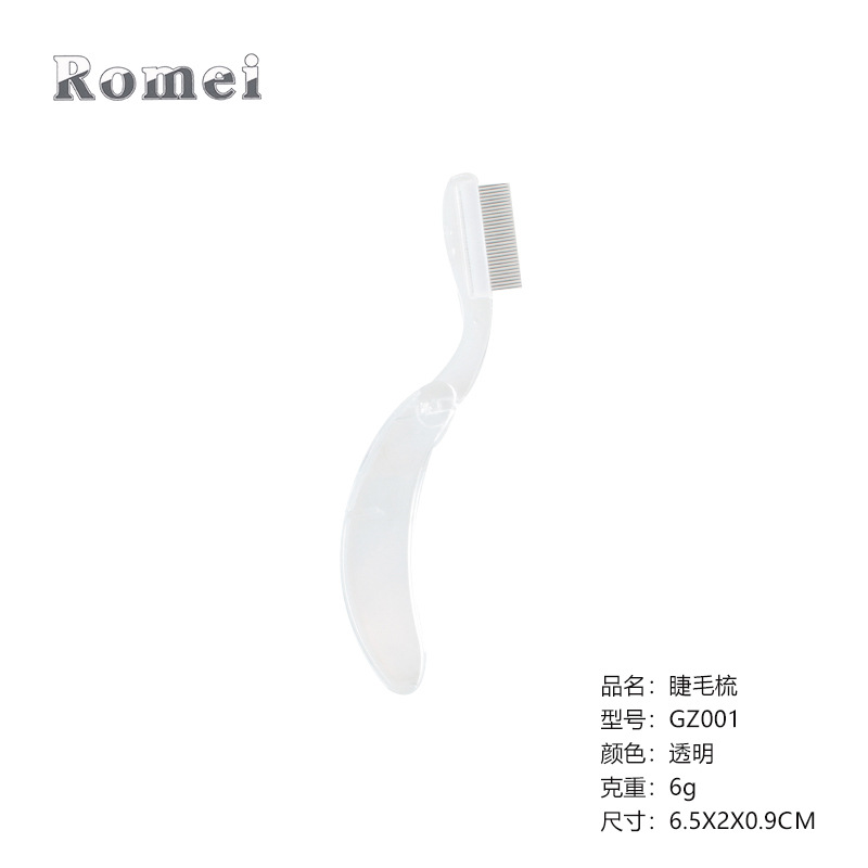 Plegable de acero inoxidable aguja ceja peine/pestañas peine curvado mango de plástico ceja peine herramienta de la belleza