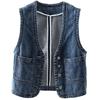 Retro denim short spring autumn vest for leisure