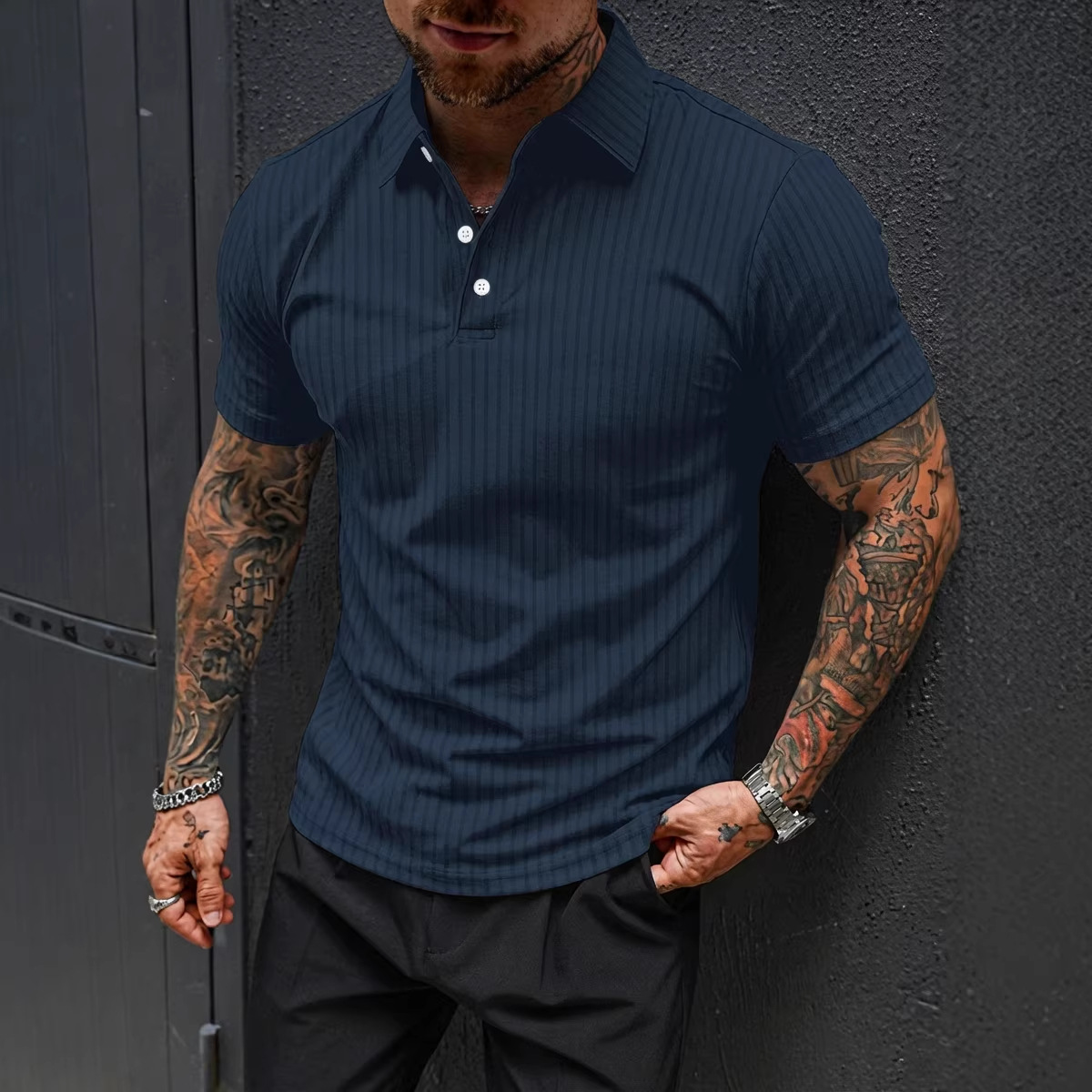 Polo da uomo performante – Maglia a maniche corte elasticizzata in tessuto traspirante, ideale per palestra e tempo libero (10 colori, taglie S-XXXL)_voghion.com