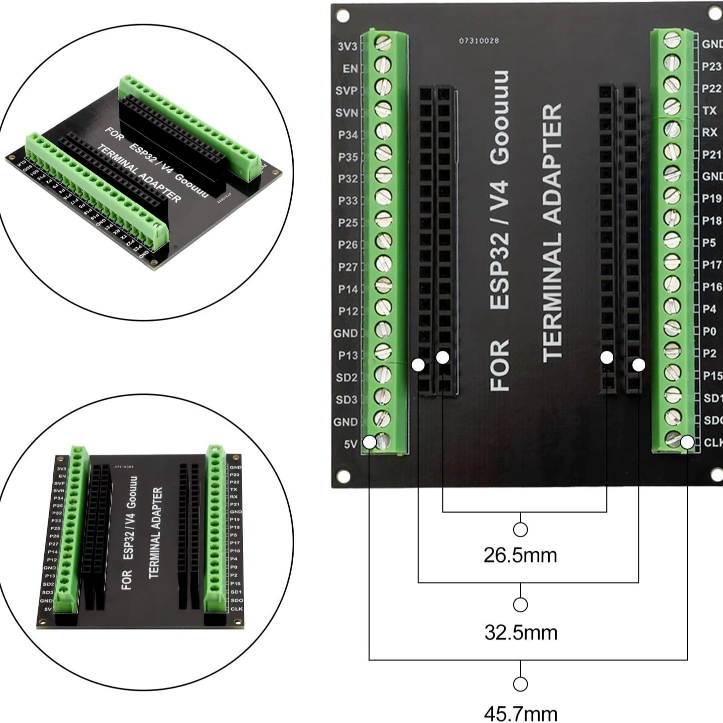 Плата разработки (ESP32) ESP‑WROOM‑32, Wi‑Fi + Bluetooth, двухъядерная, CP2102/CH340, 4 МБ флэш