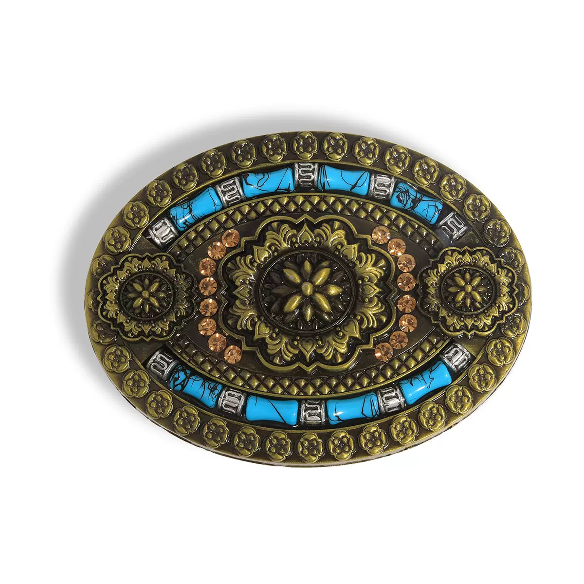 跨境复古波西米亚风平滑扣腰带扣头个性浮雕压花设计皮带配件批发