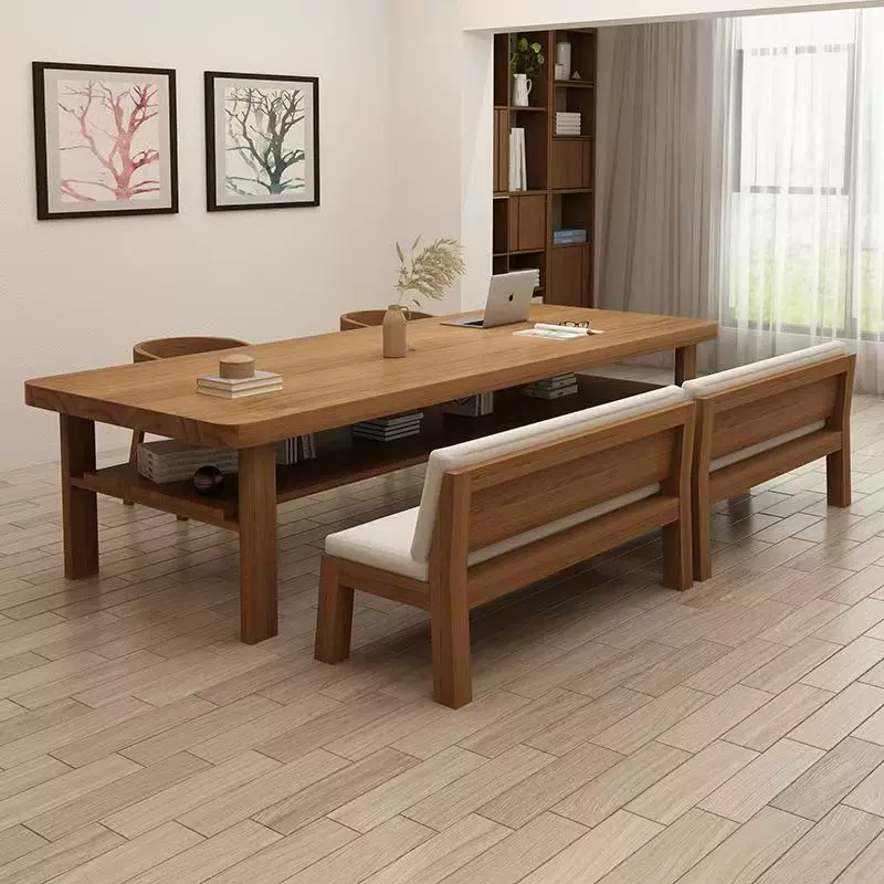 实木大长书桌简约现代去客厅化电脑桌北欧家用多人学习桌工作台