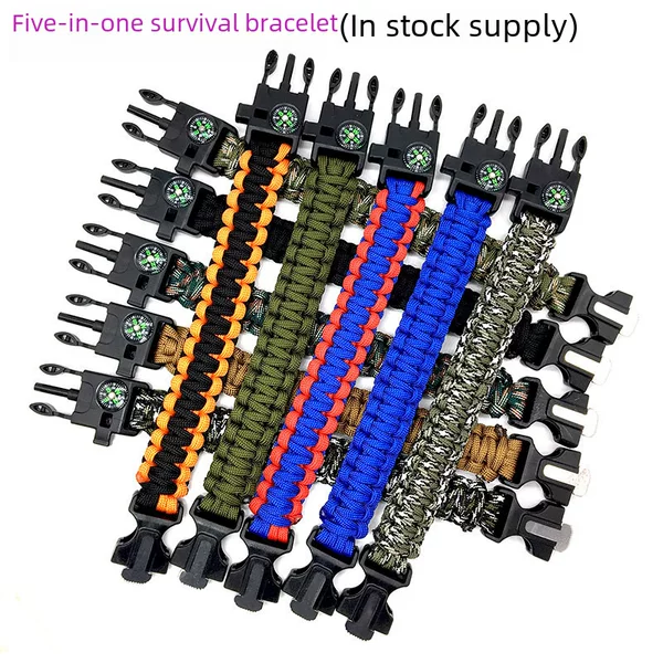 Seven-core umbrella rope woven five-in-one bracelet compass survival hand rope outdoor mountaineering camping emergency rescue bracelet