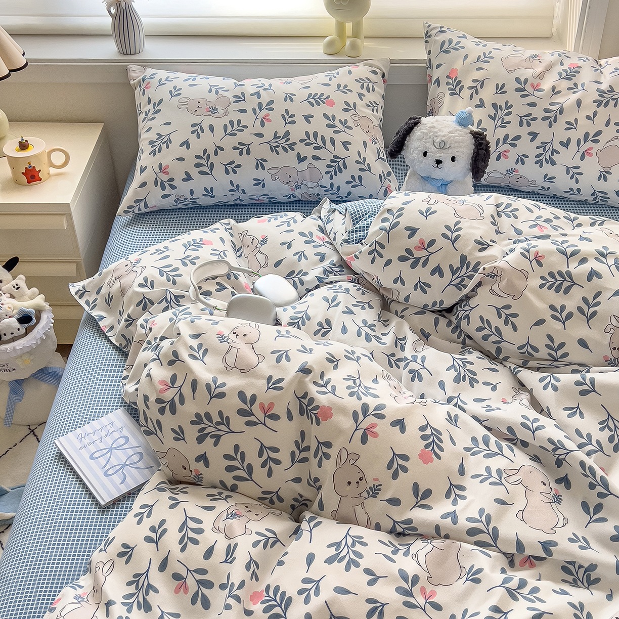 ins dormir desnudo cuatro piezas de sábanas de algodón imitación cubierta madre y bebé clase A dormitorio tres piezas de ropa de cama regalo