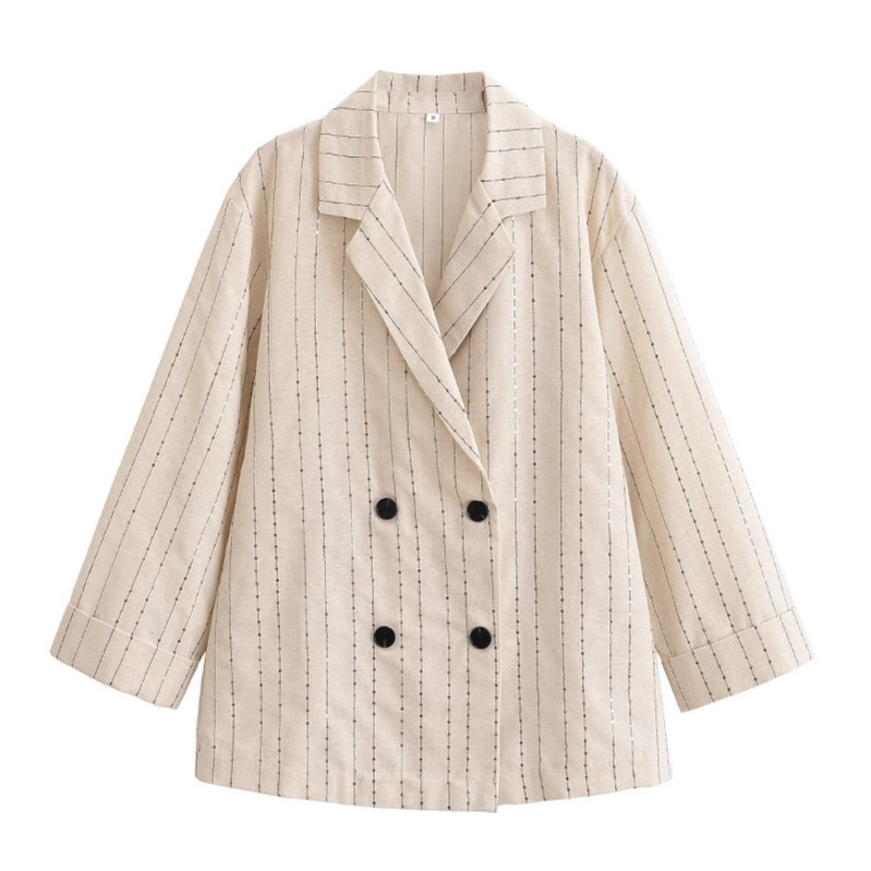 GraceChic Za Cross-Border Women's New Set Blazer + Sequin Striped Casual Pants_voghion.com