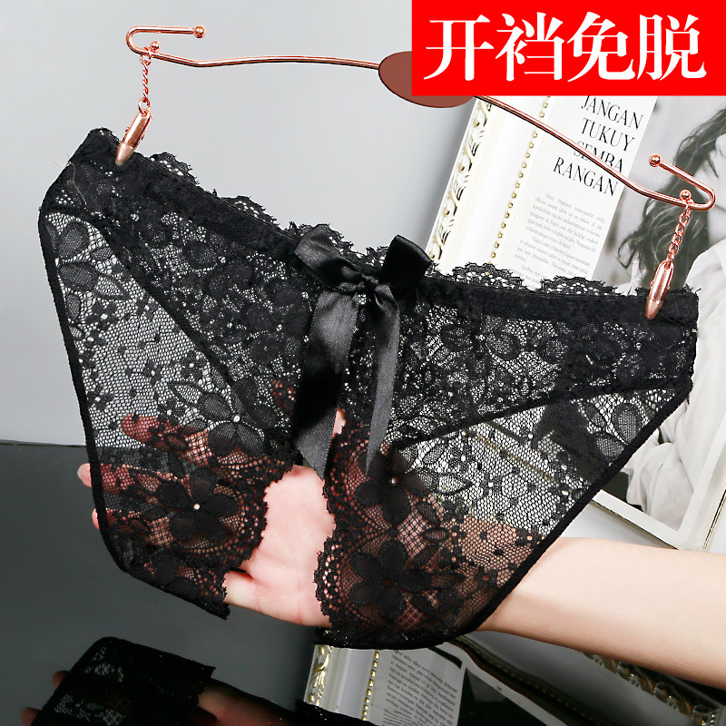 内裤女士蕾丝性感火辣迷人诱惑可爱蝴蝶结开裆大码新款三角裤1525