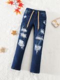 Эластичные джинсы, леггинсы, штаны, европейский стиль, детская одежда, подходит для подростков, в обтяжку, на шнурках