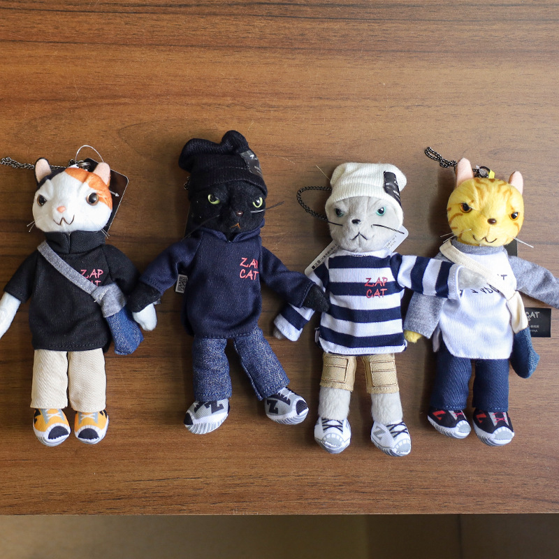 日本風のかわいい猫のぬいぐるみ、かわいいバッグ飾り、クールな猫のキーホルダー|undefined