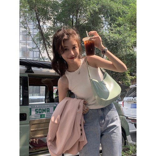 EKOOL solid color slimming elastic camisole women's summer 2024 new style covering breasts inner wear outer top for women