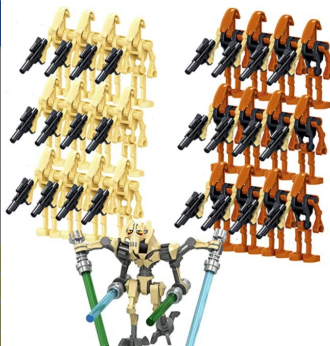 Minifigure set — assorted robot & soldier figures, mixed packs 8–120 pcs, combinable