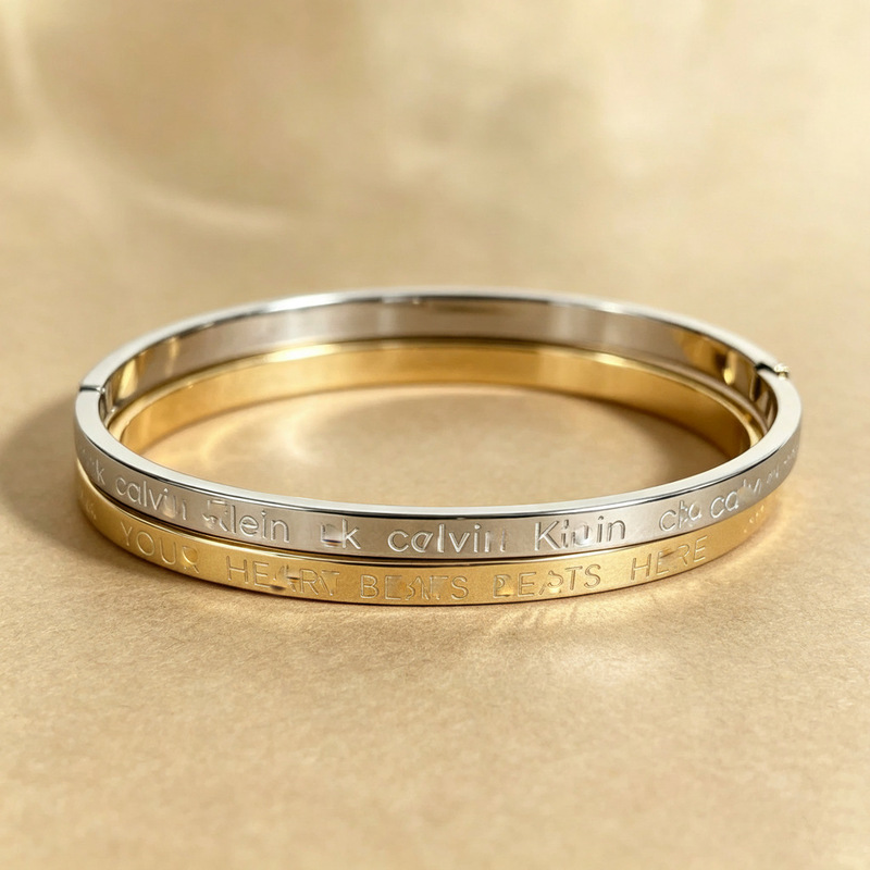 Cross-Border Stainless Steel 6mm Letter Fashion High-End Bracelet Ck Bracelet Simple and Versatile Titanium Steel Hand Jewelry for Men and Women Cross-Border Stainless Steel 6mm Letter Fashion High-End Bracelet Ck Bracelet Simple and Versatile Titanium Steel Hand Jewelry for Men and Women
