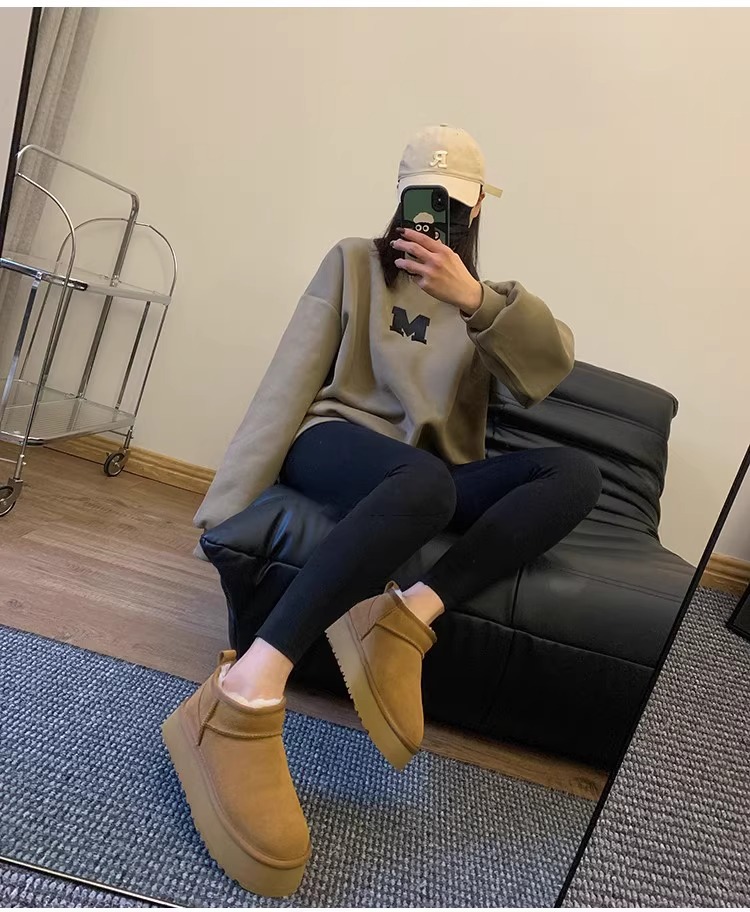 Women's Fur Lined Ankle Boots With Thick Platform Sole_voghion.com