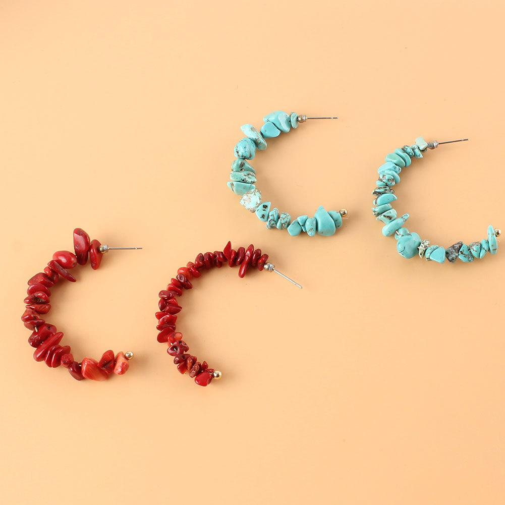 Vente En Gros Bijoux Boucles D&#39;oreilles Turquoise En Forme De C Nihaojewelry display picture 7