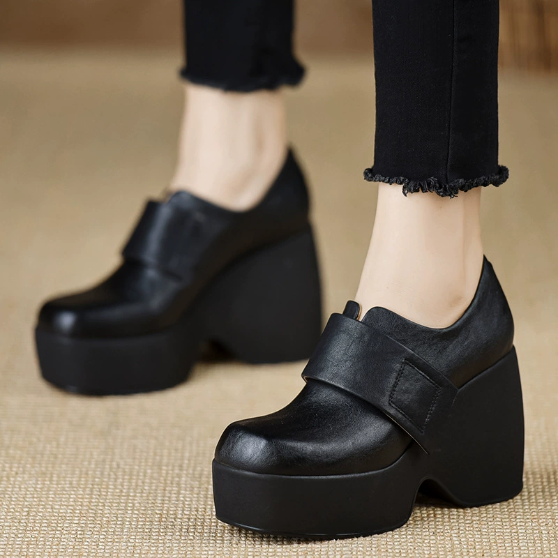 Шанхай Цзе осень и зима новые туфли на толстом каблуке