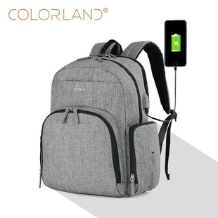COLORLAND Mummy Bag Multifunctional Large Capacity Thermal Insulation Back Milk Bag Shoulder Mummy Bag with USB Interface