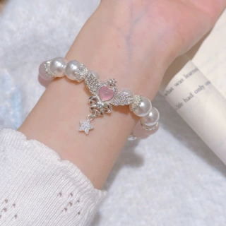 原创设计【心翼恋歌】天使翅膀爱心手串温柔梦幻少女心珍珠手串