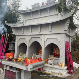 土地庙结构图片 寺庙双层财神殿 山神庙 批发青石庙 石头房子