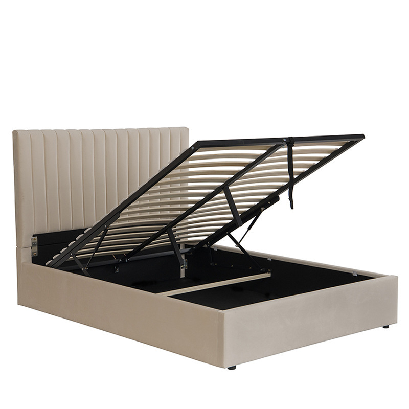 Foreign trade Factory light luxury velvet pneumatic rack storage bed double large size bed Foreign trade Factory light luxury velvet pneumatic rack storage bed double large size bed
