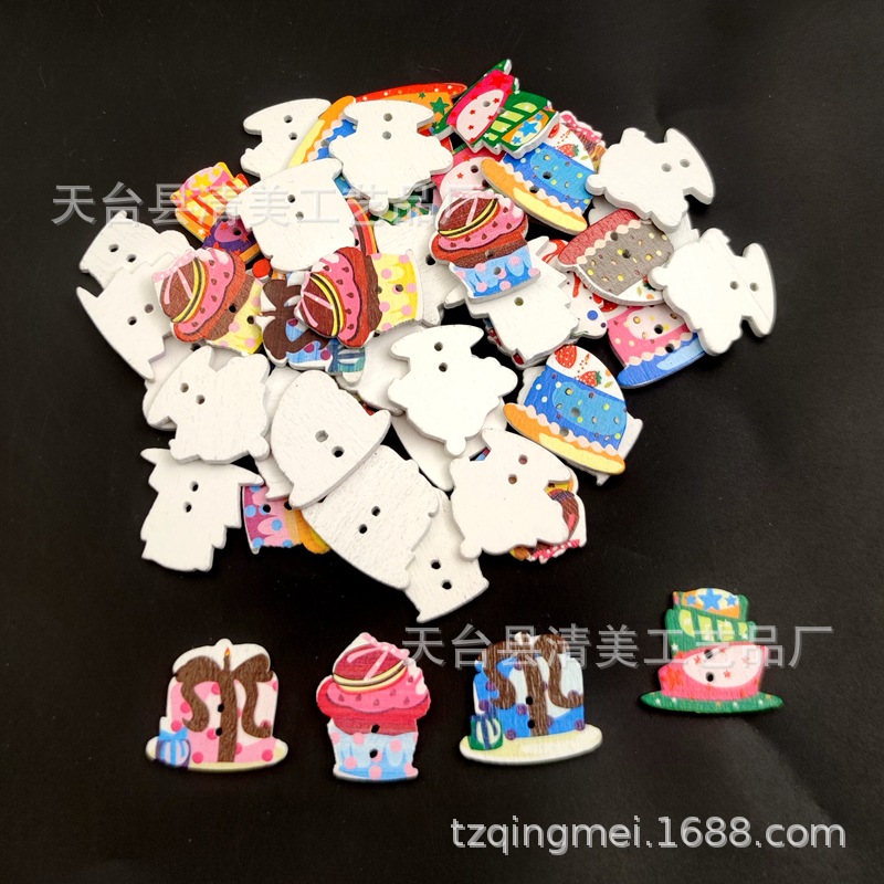 Pastel estilo coreano ins botones de madera blanco bajo 4 pintado ropa para niños accesorios de pastel de madera 50 piezas por paquete
