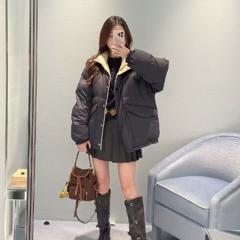 冬季新款徽标字母双面穿长袖羽绒服时尚百搭宽松保暖外套男女同款|undefined