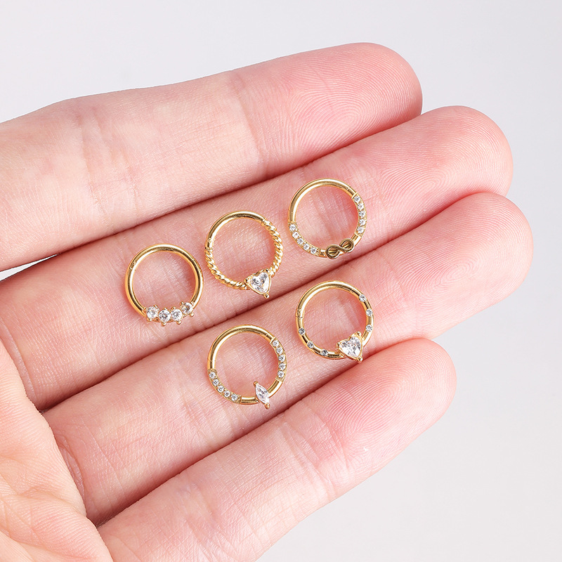 2023 New Hot Stainless Steel Diamond CZ Nose Ring Zircon Nose Decoration Women's Elegant Fashion Nose Hoop detail image 7