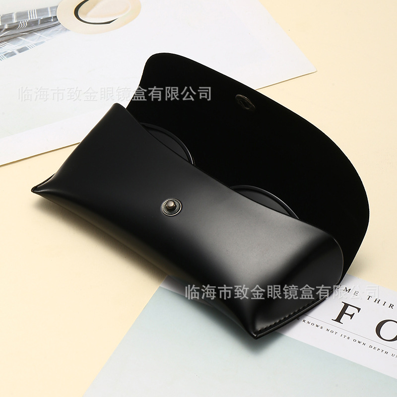 廠家直銷 黑色PU亮皮眼鏡盒印米皮質便攜太陽鏡盒眼鏡盒可印LOGO