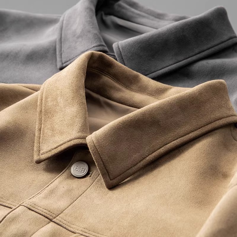 Japanese style retro lapel jacket men's 2023 autumn new high-grade suede casual all-matching coat top