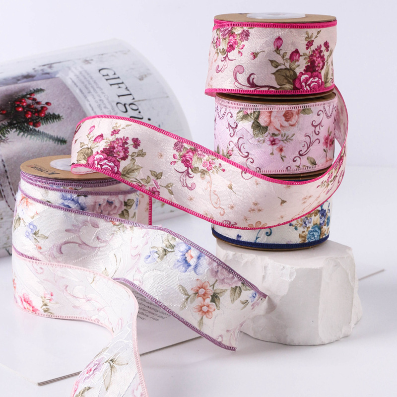 Edge Embossing Print Pattern Ribbon DIY Clothing Accessory Substrate Bow Hair Accessory Multicolor Pattern Ribbon