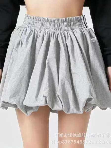 2026 New Women's Casual Summer Letter Embroidery Loose Layered Versatile Short Skirt College Style Slimming High-Waisted Skirt