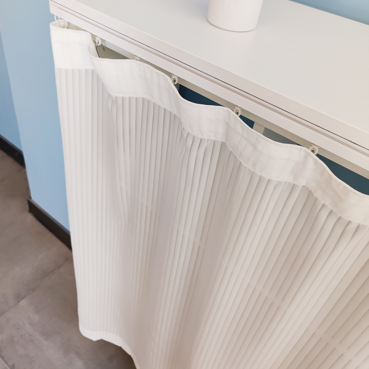 柜类遮挡帘子滑轨式杂物遮丑小短帘免打孔厨房柜门帘洗衣机防尘