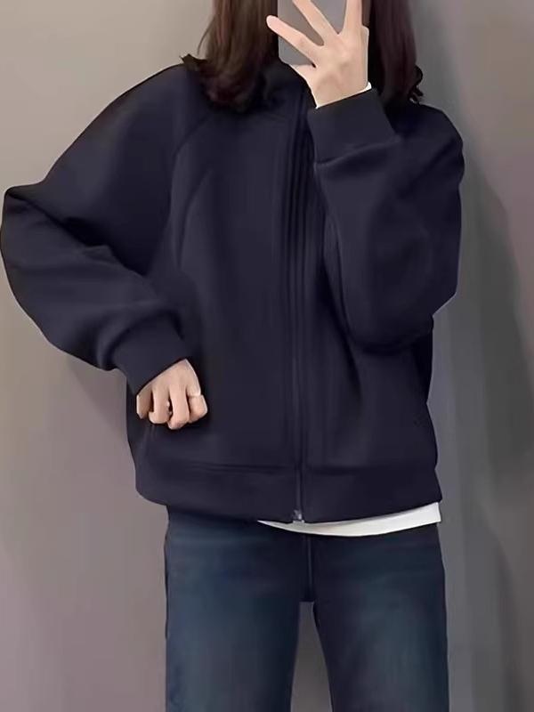 大码拉链加厚连帽卫衣女早秋新款胖宽松设计感洋气开衫上衣|undefined
