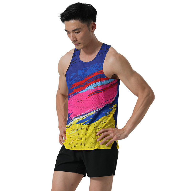 Seamless Pressure Glue Sports Wind Tunnel Vest Marathon Suit Quick-drying Breathable Running Training Top Outdoor Track and Field Team Suit