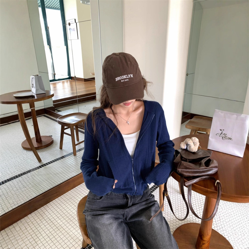 实拍~2025春秋减龄显瘦连帽拉链薄款显瘦针织开衫卫衣外套女86295|undefined