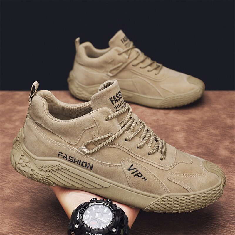 Giày nam cổ thấp da tổng hợp đế cao su chống trượt, kiểu dáng thể thao casual — K2373 màu kaki, K2373 màu xám, K2373 màu đen