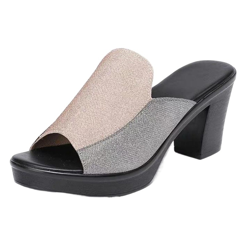 Transfronterizo más tamaño verano Comercio exterior perenne zapatillas femeninas tacón grueso tabla impermeable una palabra boca de pescado cien Ocio