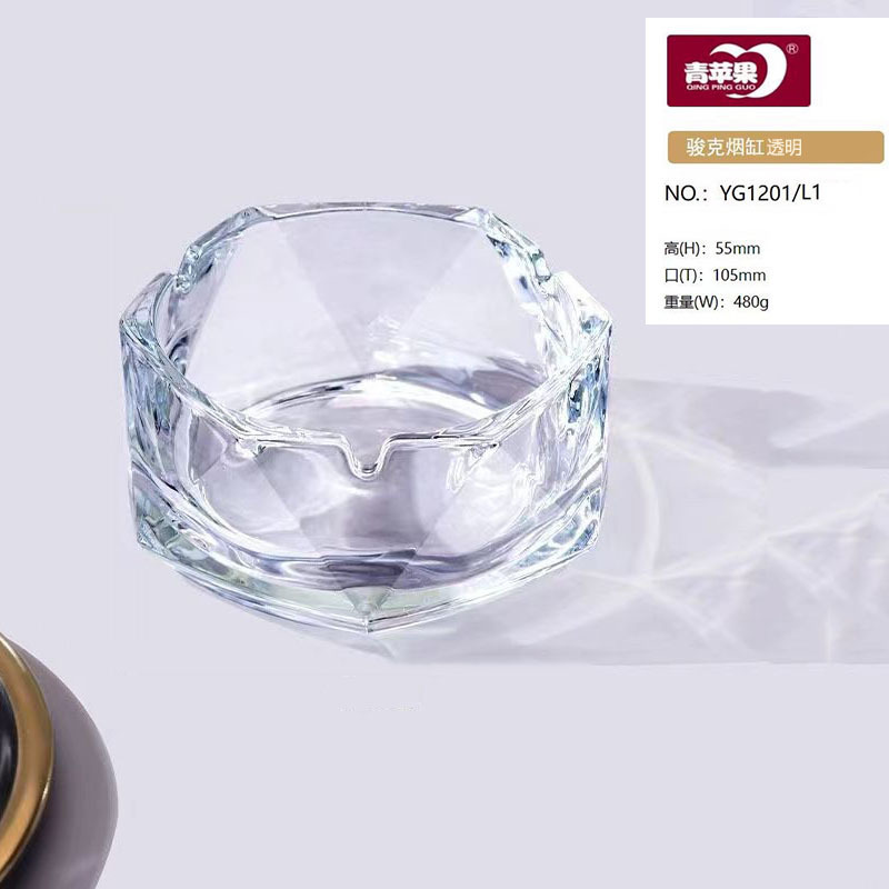 Manzana verde transparente diamante cigarrillos cenicero KTV hotel casero cuadrado cenicero de vidrio redondo al por mayor